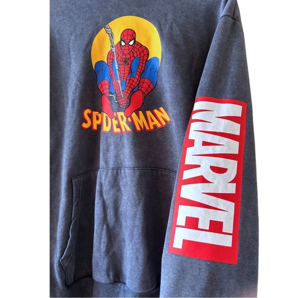 Marvel Licensed Hoodie Spider-Man in Heathered Navy Unisex Large - Picture 5 of 5